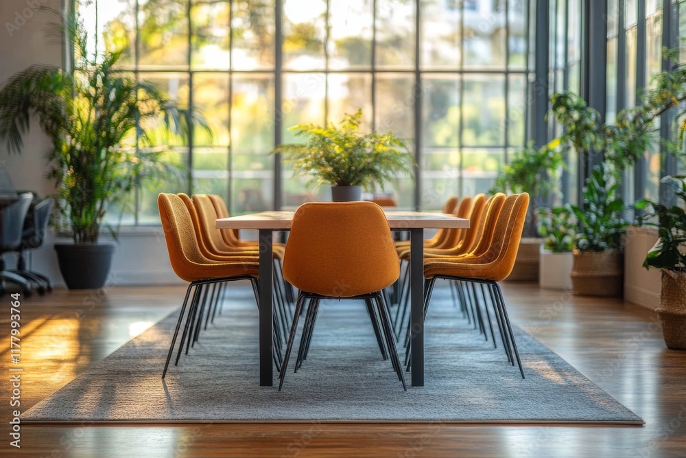Fototapeta premium Empty professional meeting space in a bright office