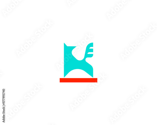 Abstract fox or dog logo. Creative horse animal logotype. Flat style. photo