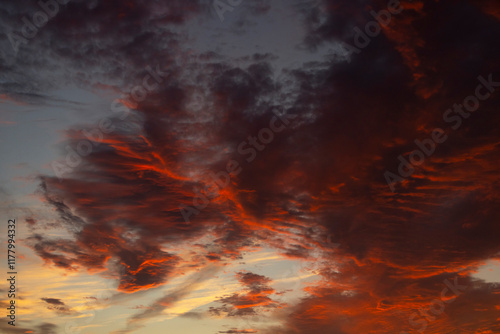 Dramatic sunset sky cloud nobody landscape 