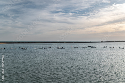 Boats anchored at La Caleta beach photo