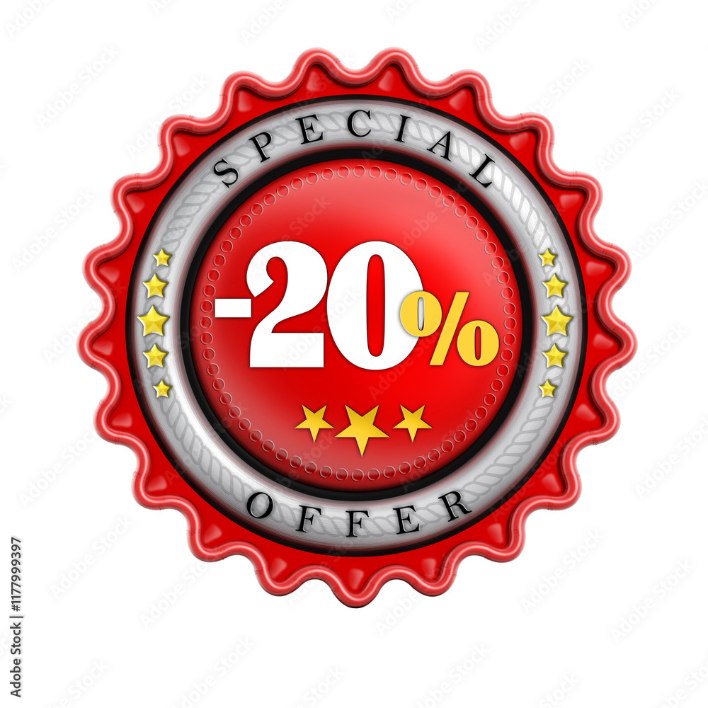 -20% Sale stamp isolated on transparent background