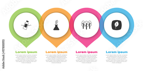 Set The problem of pollution, Plant breeding, Tree and Leaf Eco symbol. Business infographic template. Vector