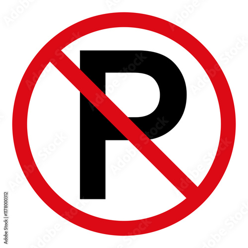 no parking sign vector with with crossed p-symbol for traffic and road safety