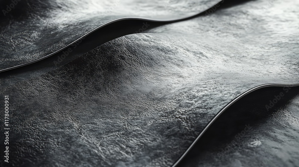 Abstract Black Wavy Surface: A close-up view of a textured, undulating black surface, resembling waves or ripples. The material appears to be metallic or synthetic Abstract Black Wavy Surface: A close-up view of a textured, undulating black surface, resembling waves or ripples. The material appears to be metallic or synthetic