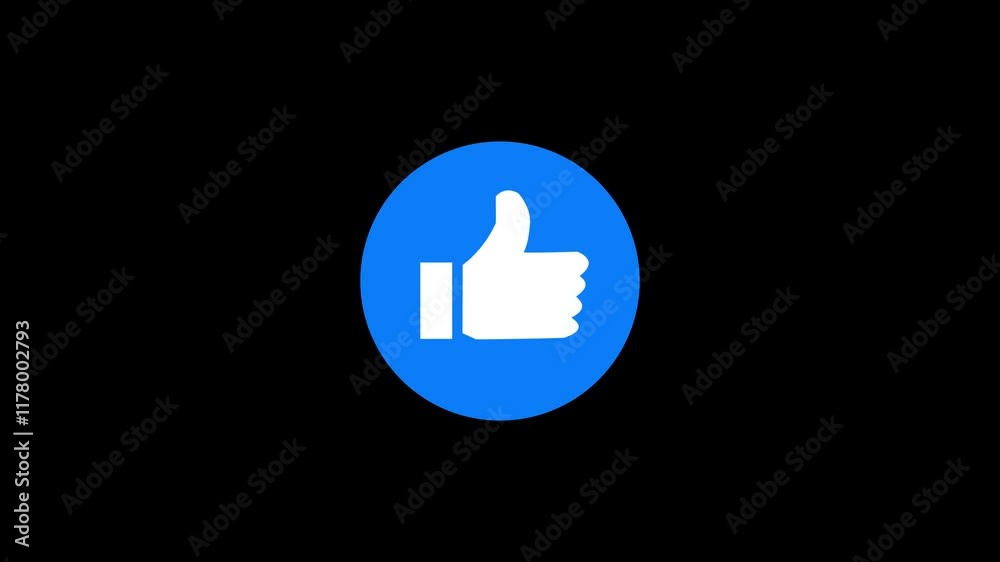 Hand thumb up icon like icon animation with black background.