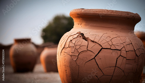 ancient jar of clay with cracks and breaks alluding to and illustrating 2 corinthians 4 7 photo