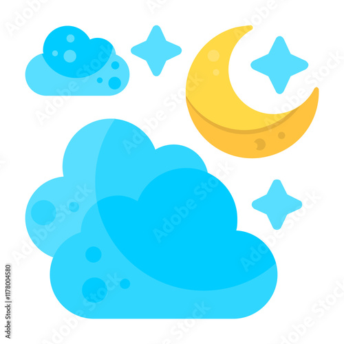 Partly Cloudy (Night) Vector Icon Design