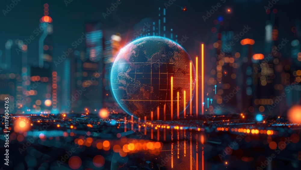 Fototapeta premium Digital Earth: A Technological Visualization of Global Connections