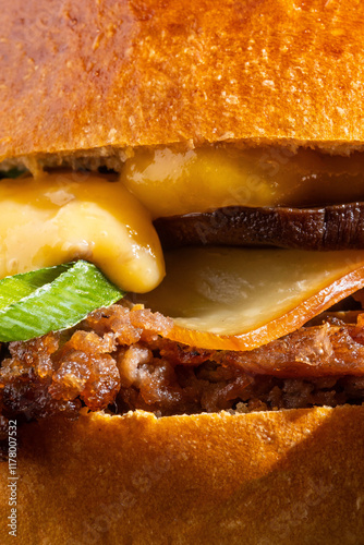 Smashed Beef Burger and mayonnaise photo