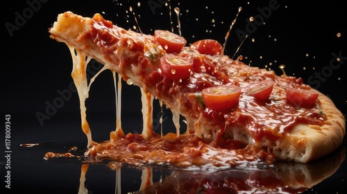 Captivating black background showcases an appetizing and gourmet dish.