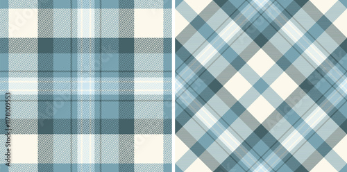 Vector fabric check of textile seamless texture with a pattern plaid tartan background. Set in popular colors for vogue fashion trends in the season.
