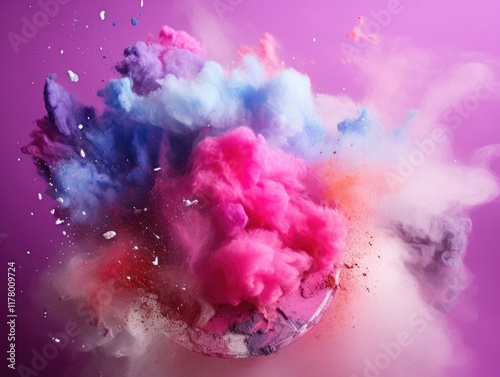 Energetic Burst of Color: Abstract Motion in a Studio Setting