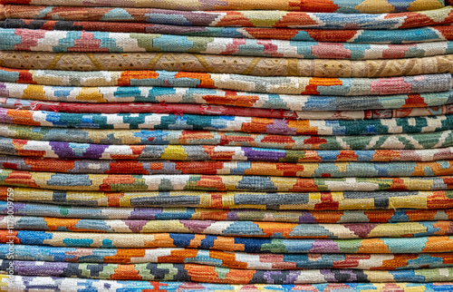 Colorful woven textile texture and background photo