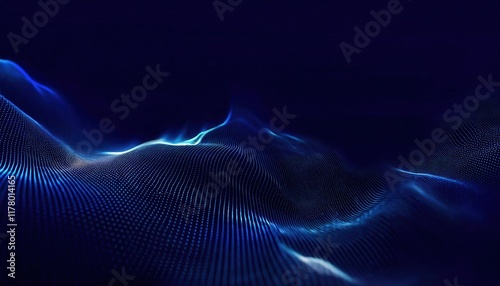 Abstract Digital Wave in Blue Gradient with Flowing Dotted Lines Representing Futuristic Technology and Data Visualization Concepts photo