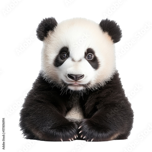 Cute panda bear looking directly at the viewer