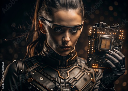 Cyber Gothic girl in dark city