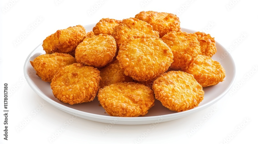 A plate of crispy empanadas with a golden crust on a white isolated background A plate of crispy empanadas with a golden crust on a white isolated background