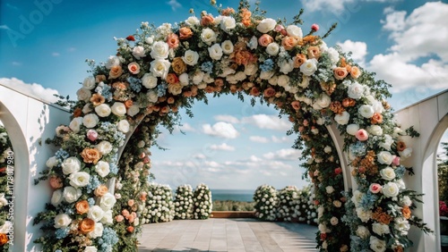 Wedding decoration with colored flower elements