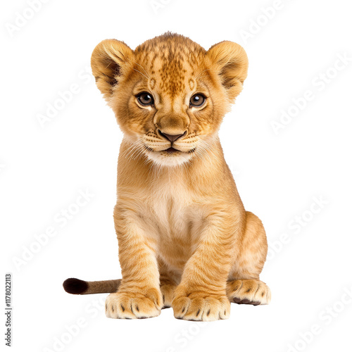 Wallpaper Mural Playful lion cub sitting on a plain background Torontodigital.ca