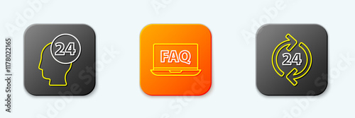 Set line Support operator in touch, Laptop and FAQ and Telephone 24 hours support icon. Vector