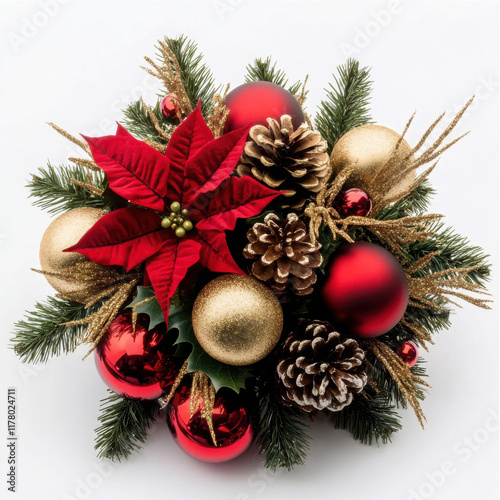 Christmas Decoration with Red and Gold Ornaments