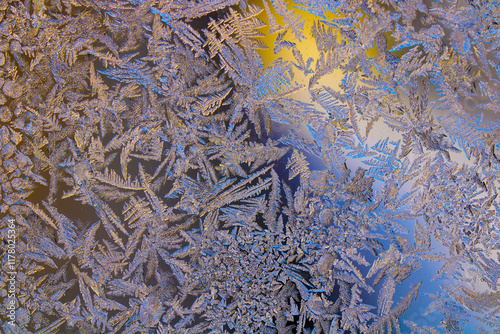 Abstract frosty pattern on glass, background texture