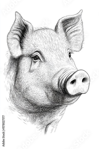 Wallpaper Mural A simple illustration of a pig in black and white Torontodigital.ca