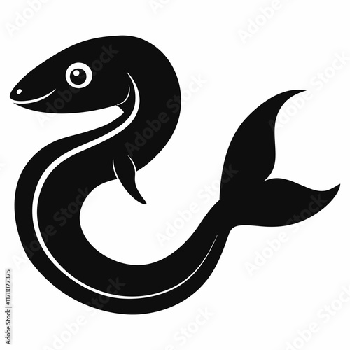 Hagfish Silhouette Vector - Simple Black on White photo