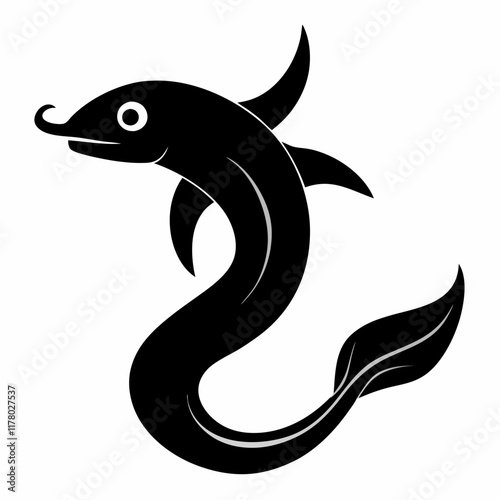 Hagfish Silhouette Vector - Simple Black on White photo