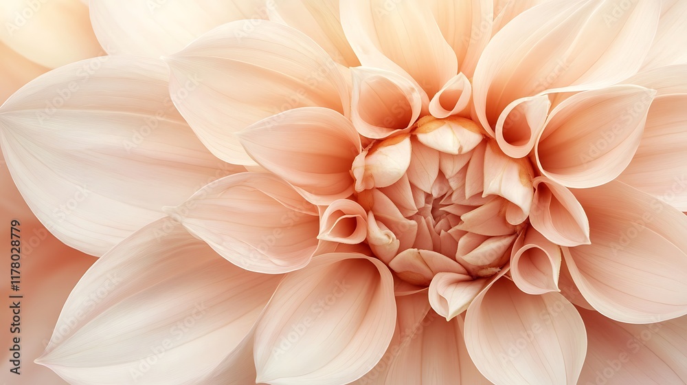 Obraz premium Close-up of Delicate Peach Dahlia Petals