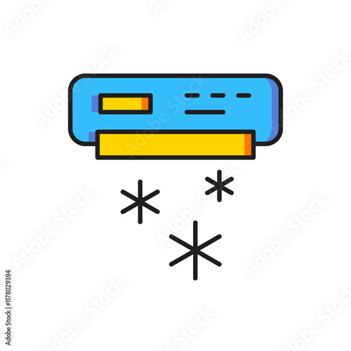 Color Air conditioner icon isolated on white background. Split system air conditioning. Cool and cold climate control system. Flat filled outline style with shadow. Vector