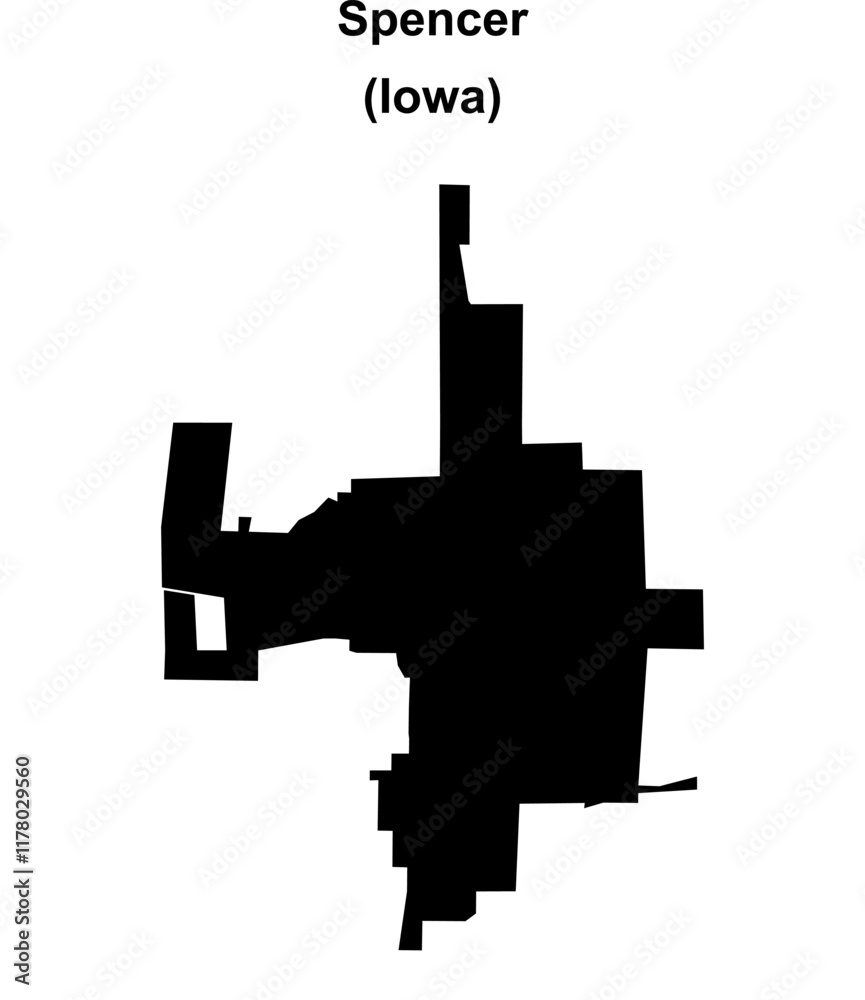 Spencer (Iowa) blank outline map