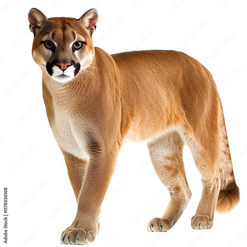 Obraz premium Mountain lion stands proudly in natural posture