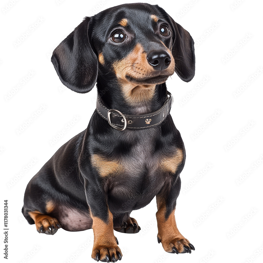 Calm black and tan dachshund indoors Calm black and tan dachshund indoors