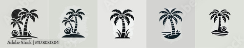 vector beautiful coconut tree silhouette