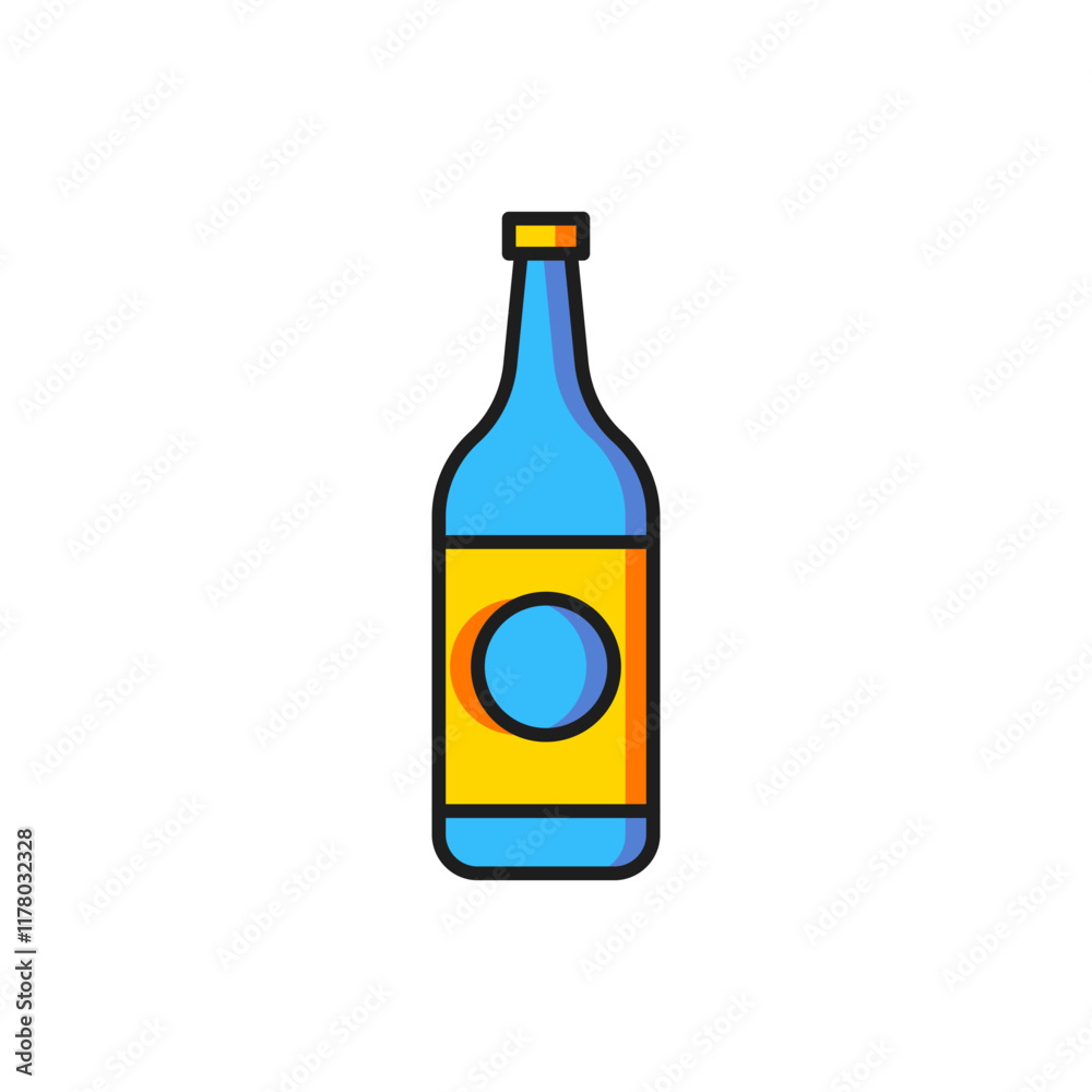 Color Beer bottle icon isolated on white background. Flat filled outline style with shadow. Vector Color Beer bottle icon isolated on white background. Flat filled outline style with shadow. Vector