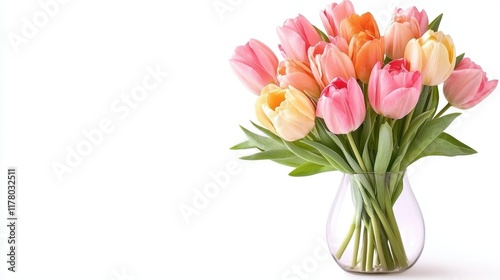 Wallpaper Mural Vibrant Spring Tulips in a Clear Glass Vase Arrangement Torontodigital.ca