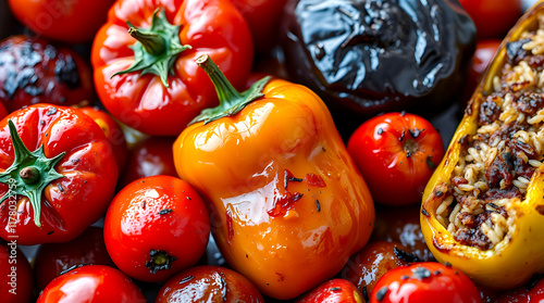 ''Gemista''grilled vegetables with rice

 photo