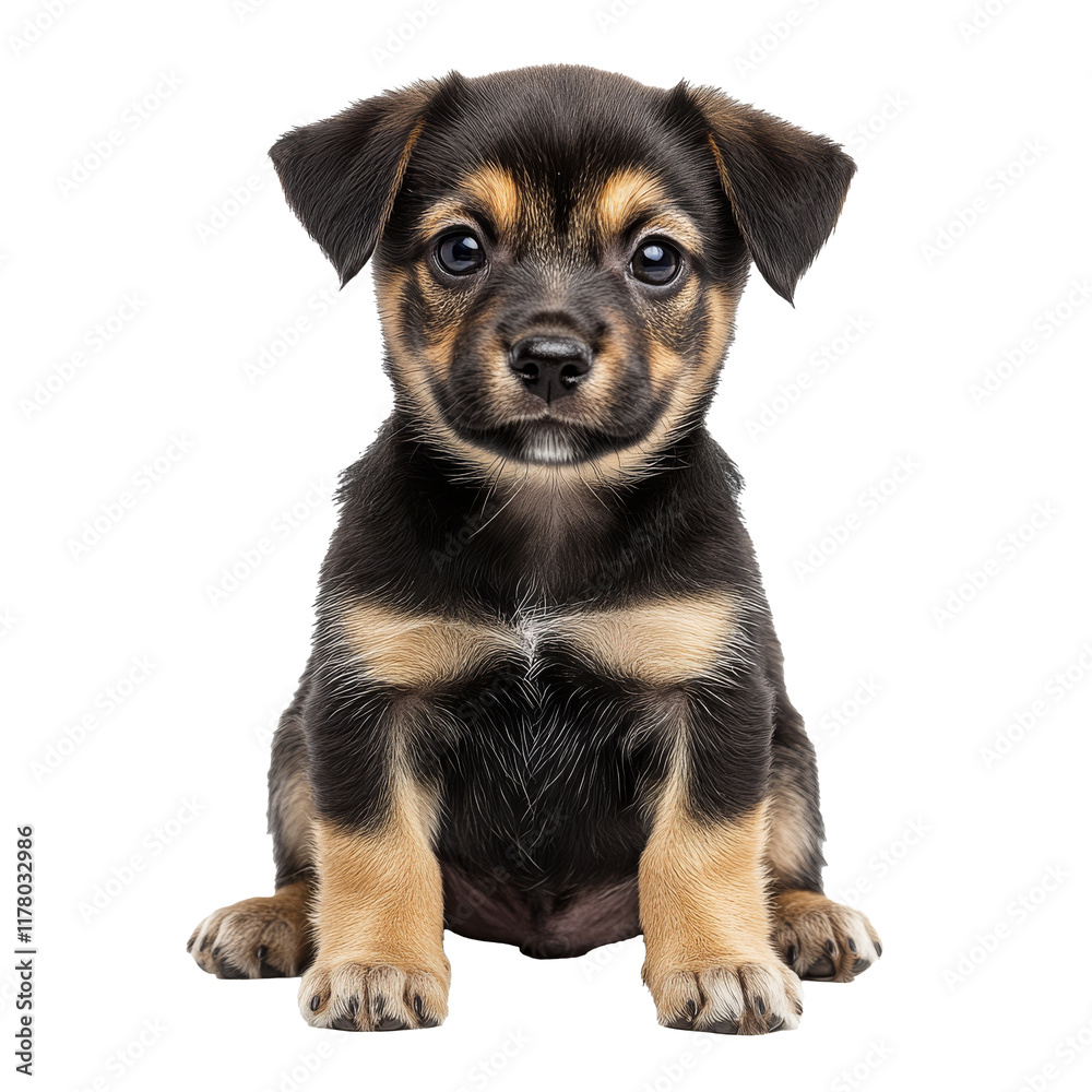 Adorable puppy sitting on a white background Adorable puppy sitting on a white background