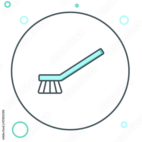 Line Brush for cleaning icon isolated on white background. Cleaning service concept. Colorful outline concept. Vector