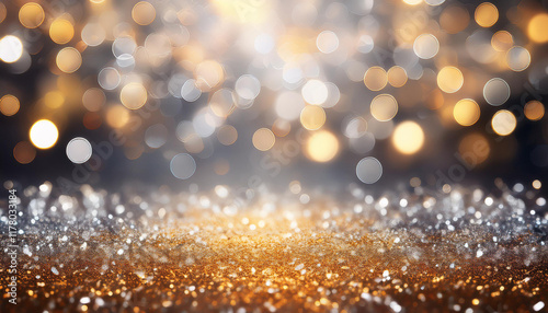 abstract glitter silver and gild lights background de focused