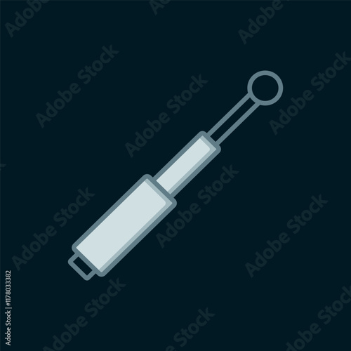 Line Telescopic baton icon isolated on black background. Flat filled outline style with shadow. Vector