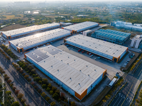 Aerial view of factory 
