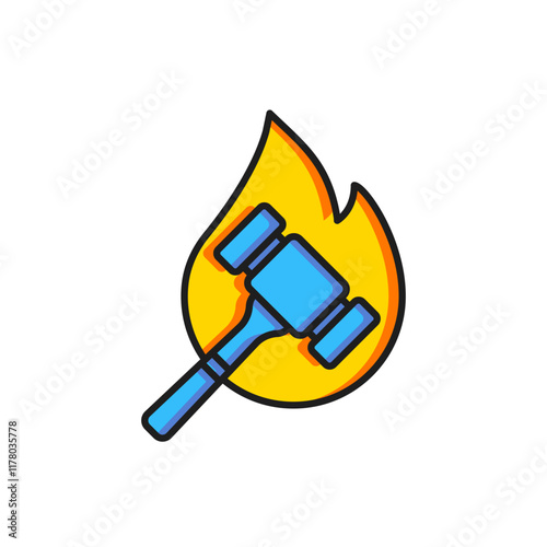 Color Auction hammer icon isolated on white background. Gavel - hammer of judge or auctioneer. Bidding process, deal done. Auction bidding. Flat filled outline style with shadow. Vector