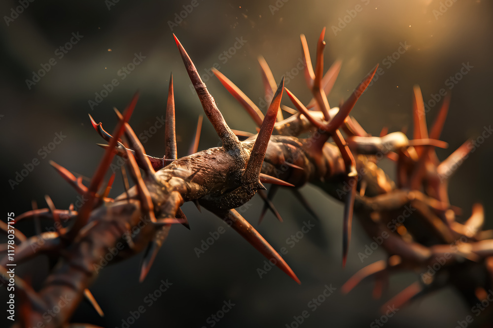 Cross made of thorns is on a rock. Cross made of thorns is on a rock.