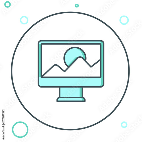 Line Photo retouching icon isolated on white background. Photographer, photography, retouch icon. Colorful outline concept. Vector
