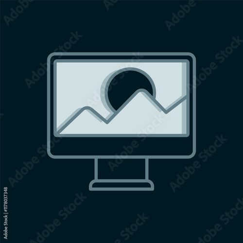 Line Photo retouching icon isolated on black background. Photographer, photography, retouch icon. Flat filled outline style with shadow. Vector