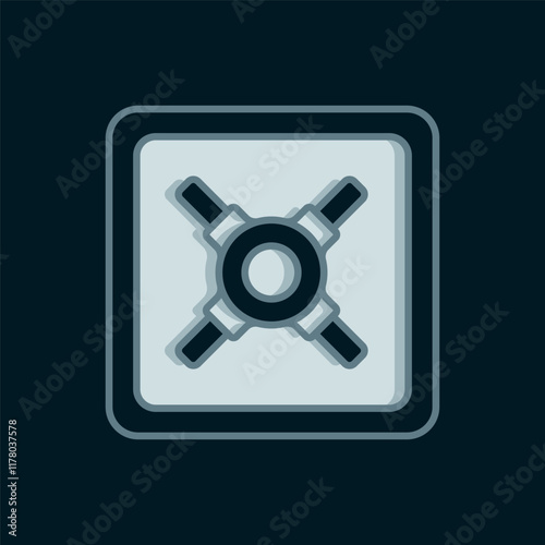 Line Safe icon isolated on black background. The door safe a bank vault with a combination lock. Reliable Data Protection. Flat filled outline style with shadow. Vector