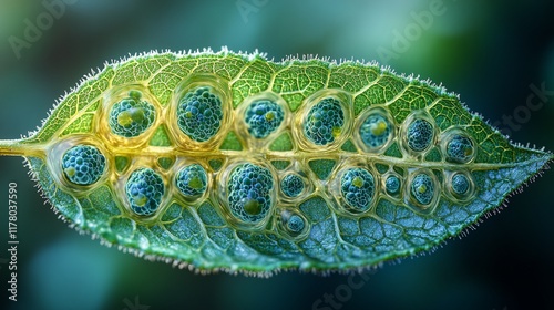 Microscopic View Of Green Leaf Cellular Structure photo