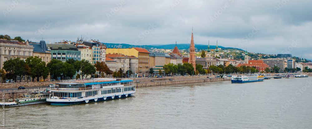 Danube River and Buda side in Budapest, Hungary